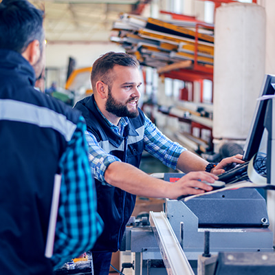 Man working with machine
