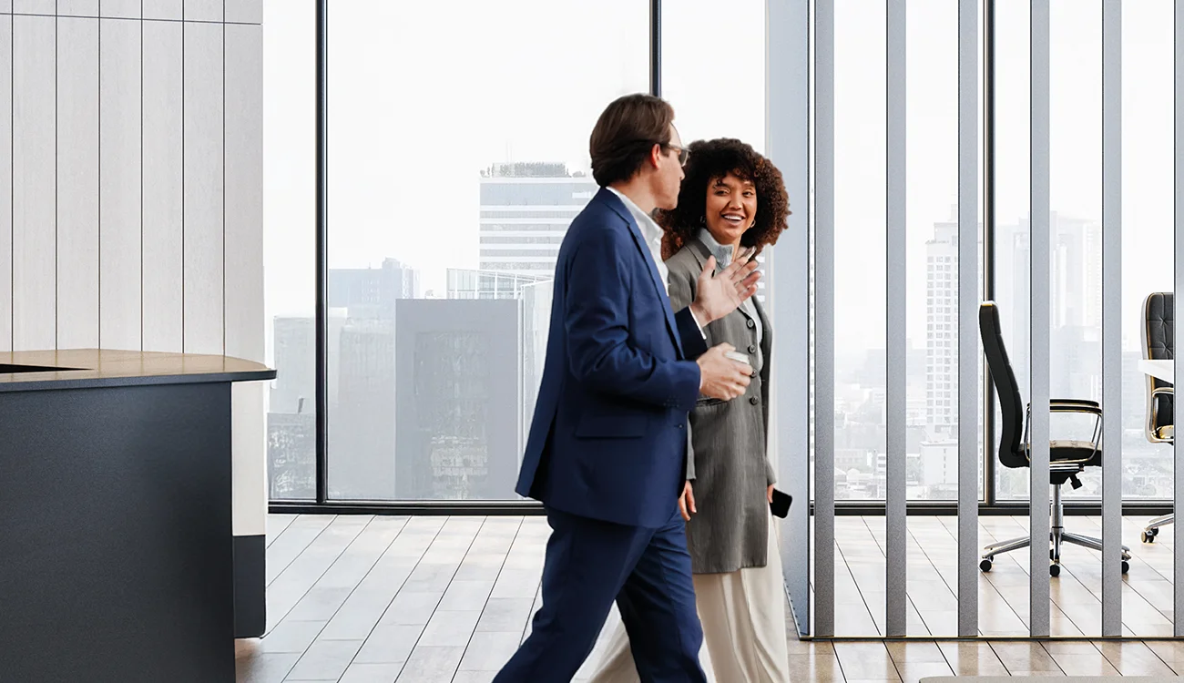 Two people in office