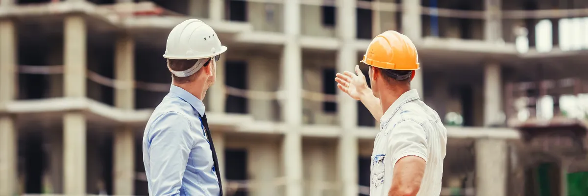 Two men on construction site