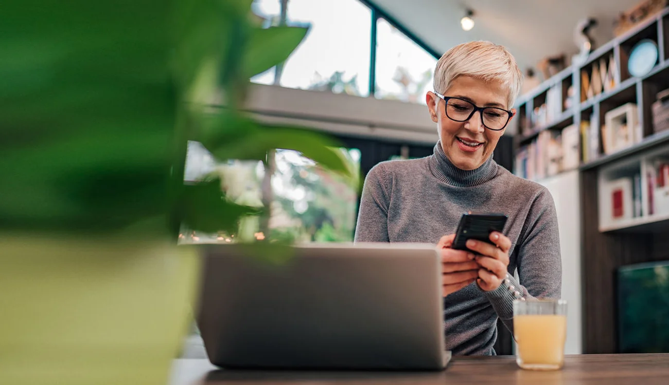 Woman working on laptop