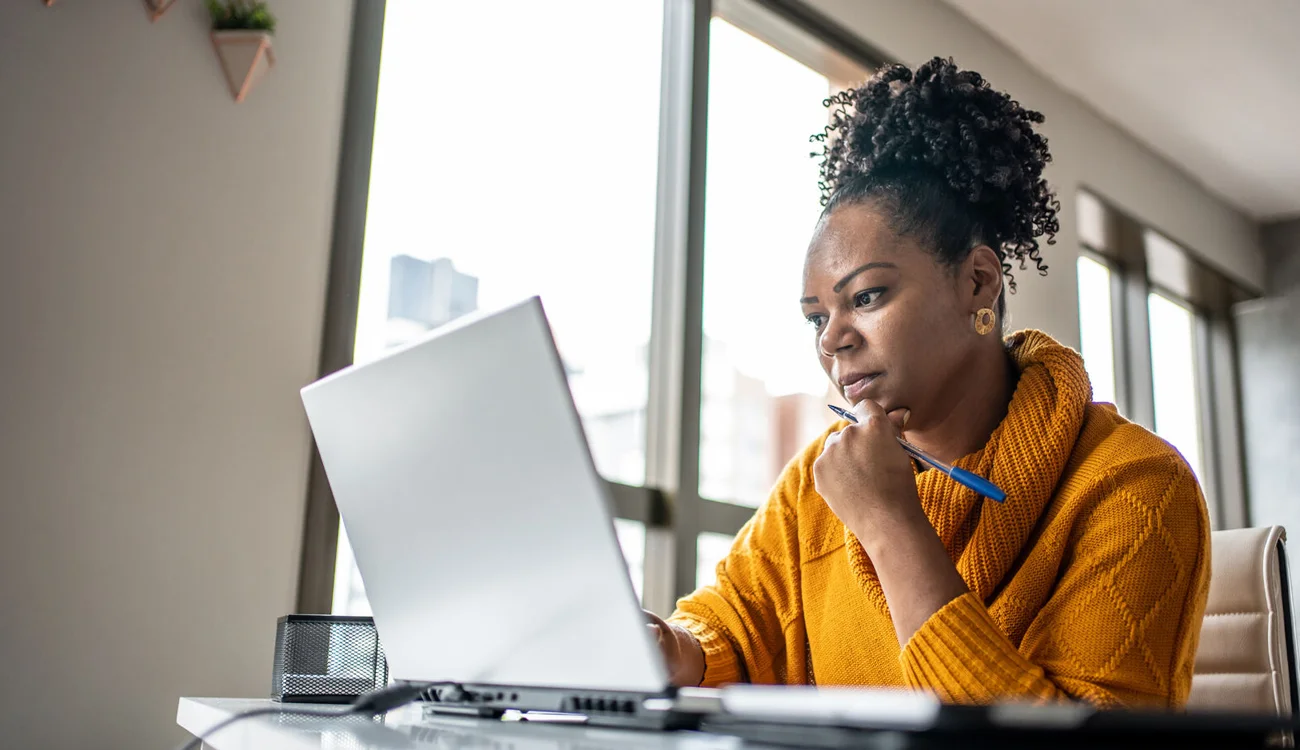 Woman working on laptop